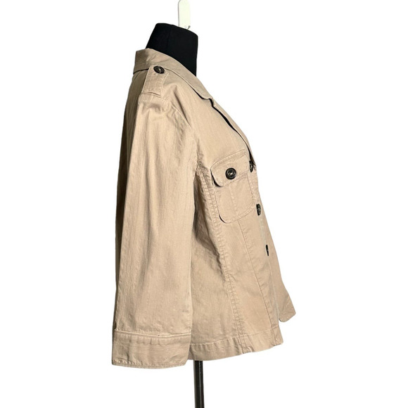 Talbots beige buttoned 3/4 sleeves lightweight jacket size Large - Picture 2 of 11